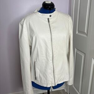 Black rivet white leather jacket